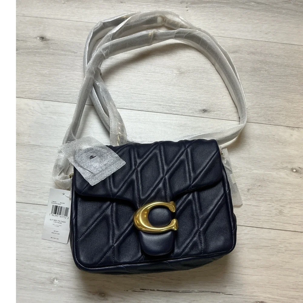 Coach Quilted Tabby Shoulder Bag Dark Navy OS New With Tags